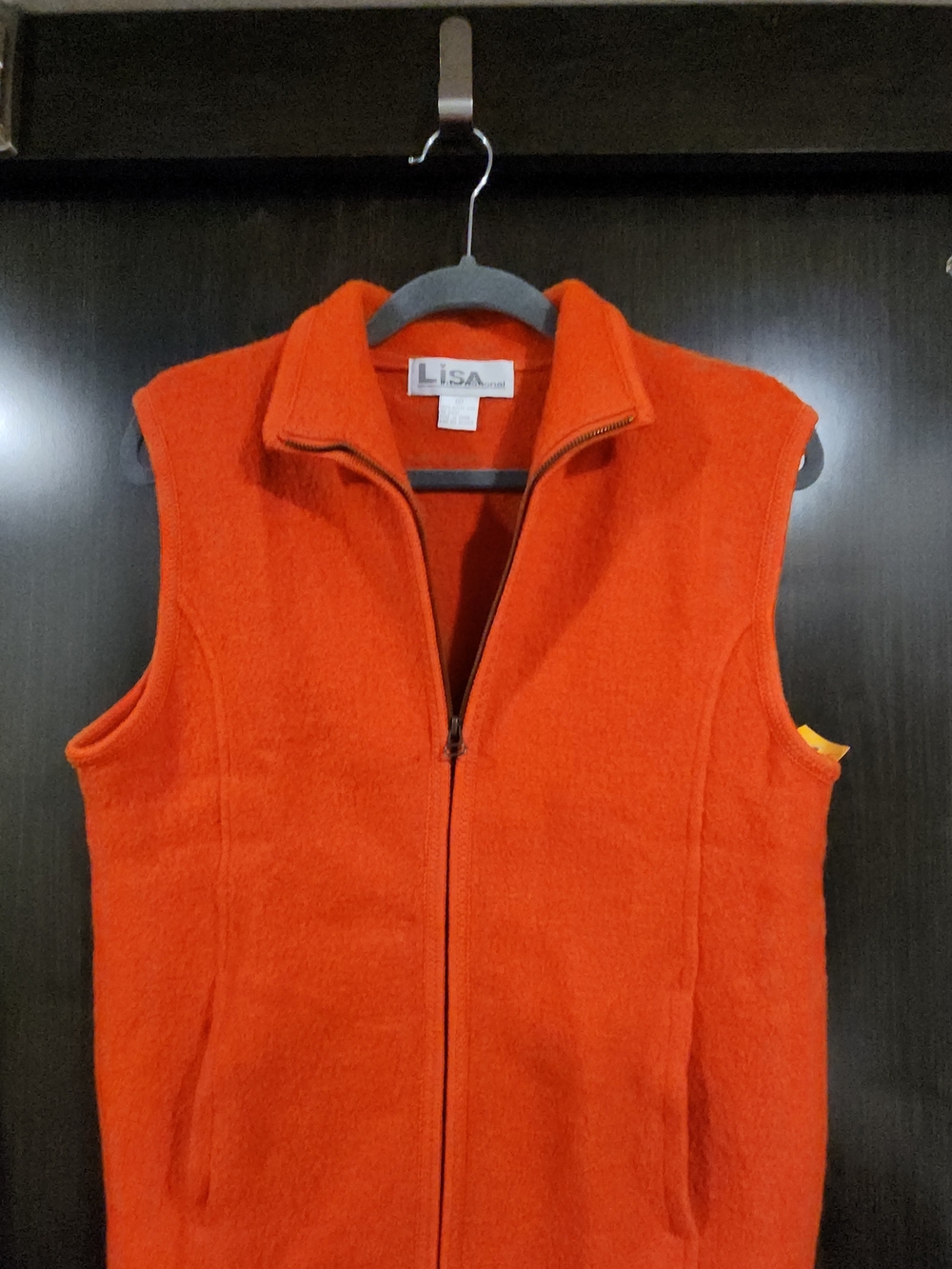 Lisa International Bright Orange Sleeveless Zip Vest